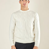 Maglia Uomo in Misto Cashmere a Trecce. Eleganza e Comfort per Ogni Occasione. CON4209225 ECRU CONSENSO 