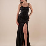 Abito lungo da cerimonia Donna elegante raffinata per occasioni speciali. AB002184 NERO ARTIGLI 