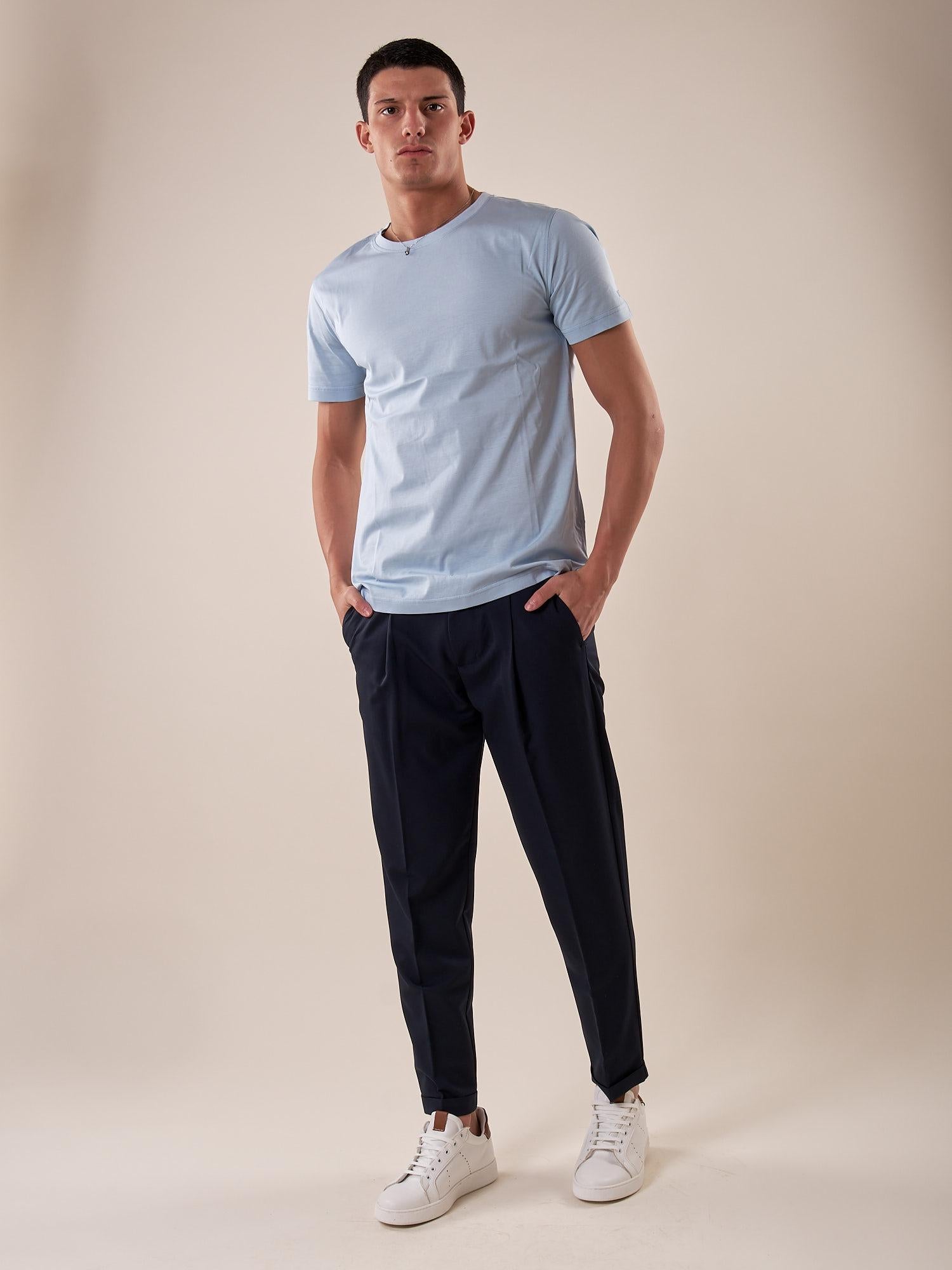 T-Shirt manica corta 100% cotone mercerizzato uomo. DM9302 SKY BLUE DATCH Uomo 