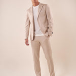Abito uomo classico giacca due botoni  tasche filetto con pattine due spacchi tessuto spiga di pesce. OC1S2S5A01 BEIGE OVER-D Uomo 