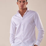 Camicia in cotone elasticizzatoa slim collo francese con riprese uomo. FBSOFT BIANCO FB Uomo 