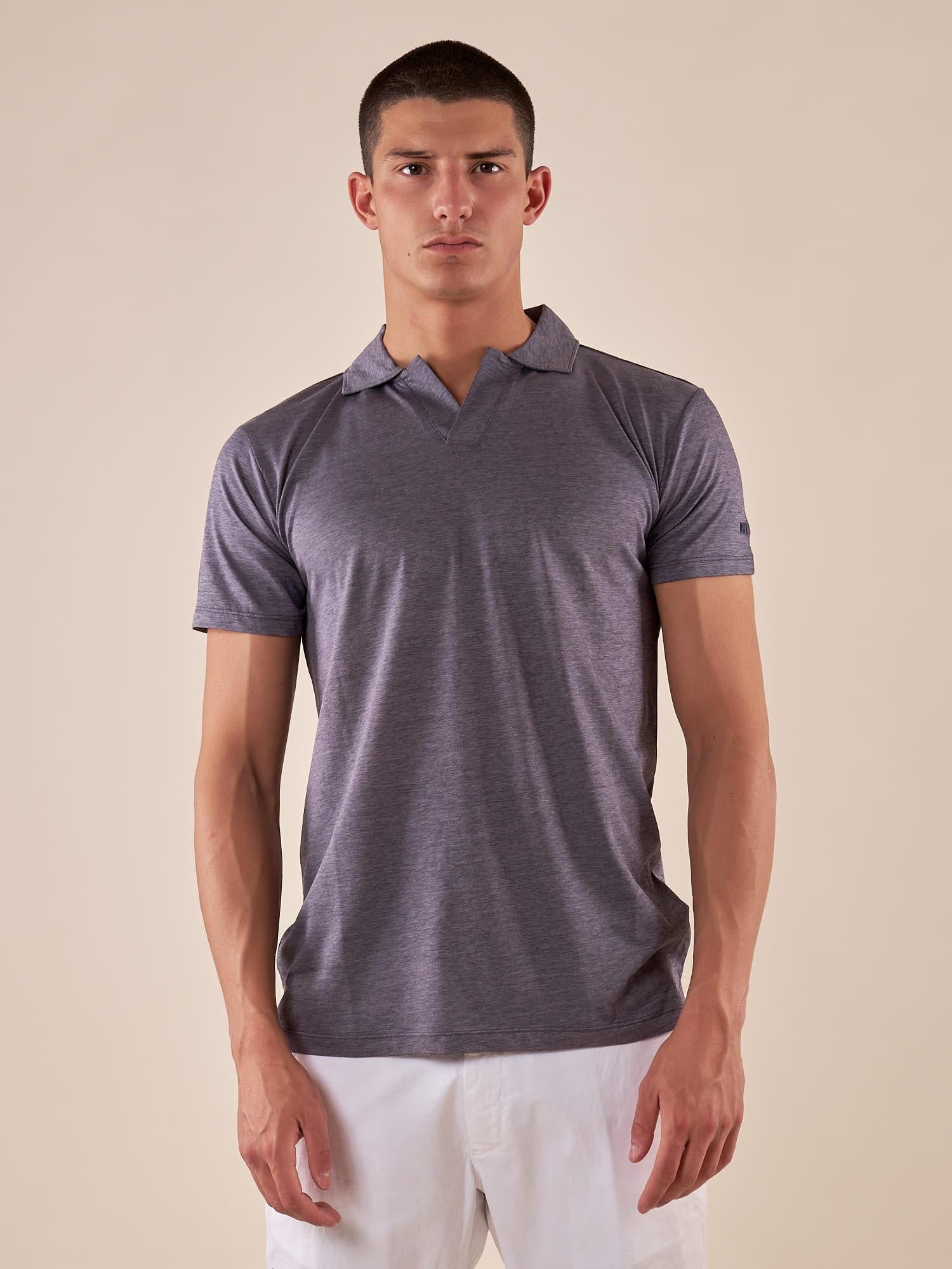 Polo da uomo manica corta in cotone mercerizzato con collo derby. DM9303 BLU DATCH 