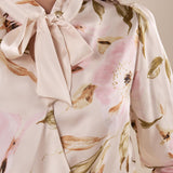 Blusa incrocio fantasia manica lunga donna. BL002450 AVORIO/ROSA ARTIGLI 