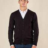 Cardigan Uomo manica lunga in misto viscosa. Eleganza rilassata e comfort naturale. CON/3005900 BLACK CONFAB 