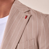 Abito tessuto gessato elasticizzato tasca toppe due spacchetti uomo. CARAIBI BEIGE MULISH Uomo 