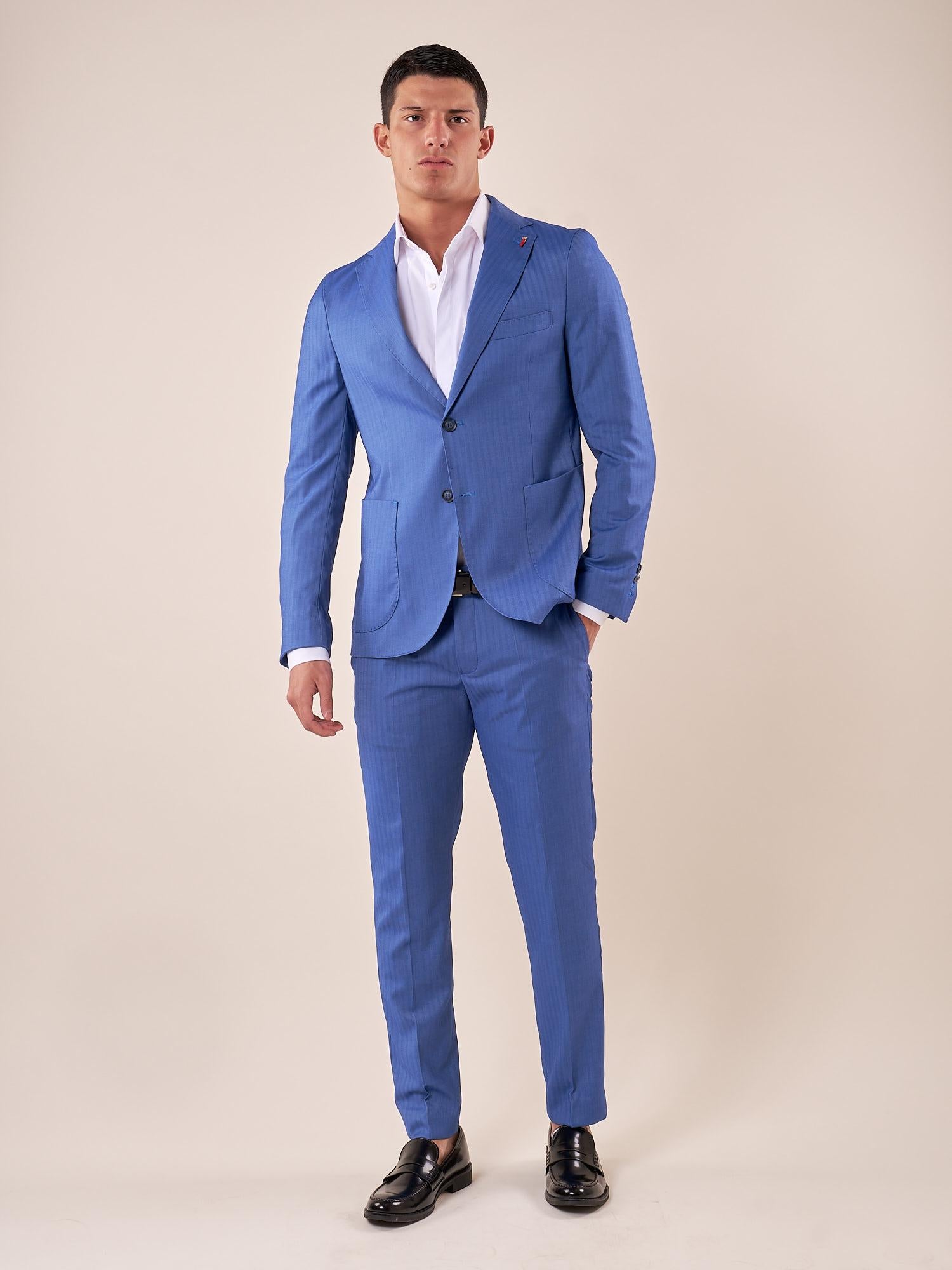 Abito classico in tessuto rigato sartoriale uomo. GIU-ABS80 DENIM MULISH 