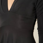Abito donna lungo con maniche lunghe e scollo a V. AB003147 NERO ARTIGLI 