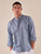 Camicia da uomo in lino e cotone a manica lunga con collo alla coreana.