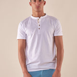 T-shirt Serafino Uomo in 100% Cotone  Manica Corta, Stile Casual e Versatile DM9285 BIANCO DATCH Uomo 