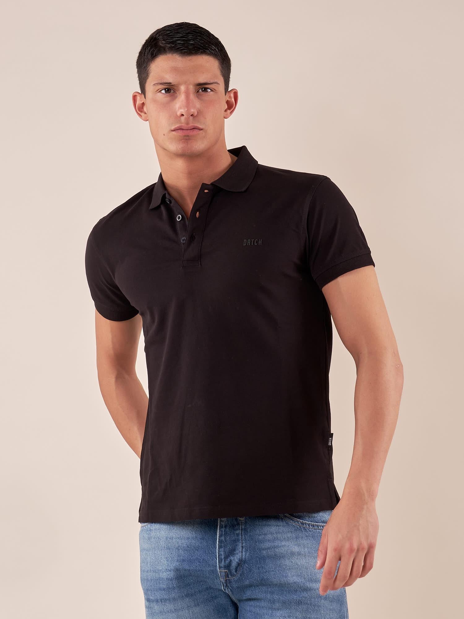 Polo manica corta cotone elasticizzato. DM1881 NERO DATCH 