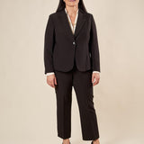 Giacca Donna Curvy Monopetto  Tessuto Tecnico Foderato, Taglio Basic Sagomato. F646YBFANDA NERO Lizalù 