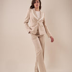 Giacca monopetto manica lunga bicolore donna. GI000936 BEIGE/AVORIO ARTIGLI 