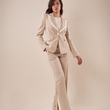 Giacca monopetto manica lunga bicolore donna. GI000936 BEIGE/AVORIO ARTIGLI 
