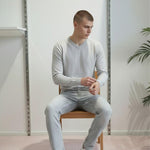 Maglia Uomo 100% Cotone Scollo a V a Manica Lunga  Eleganza Essenziale e Comfort Naturale. CON3701900 ASH GREY CONSENSO Uomo 
