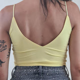 Top Donna a Spallina Stretta Corto Effetto Second Skin. V7333B GIALLO VINCE OTTO 