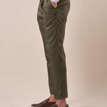 Pantalone rigato una  pince tapered fit tasche doppio filetto. OE1S2S5P38 MILITARE OVER-D 