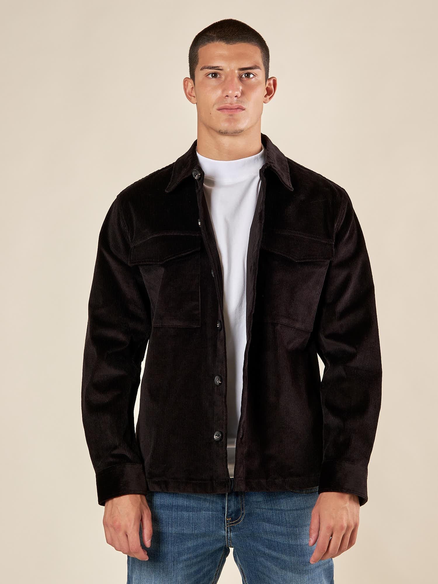 Giubbino Uomo Over Shirt Worker in Velluto. GBI1630H NERO HAMAKI-HO 