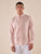 Camicia da uomo in lino e cotone a manica lunga con collo alla coreana.