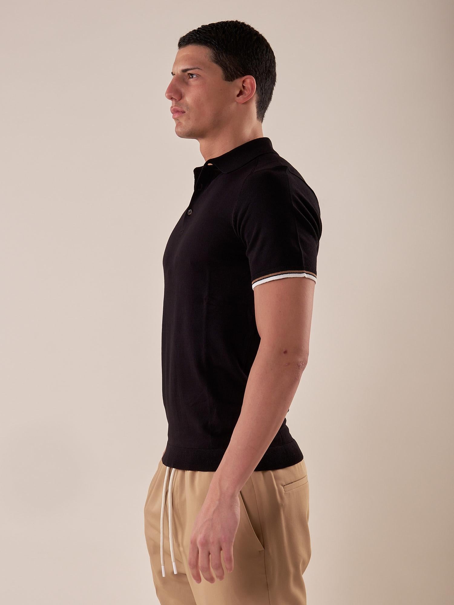 Polo manica corta viscosa crepe f.12 uomo. CON2158125 BLACK CONSENSO Uomo 