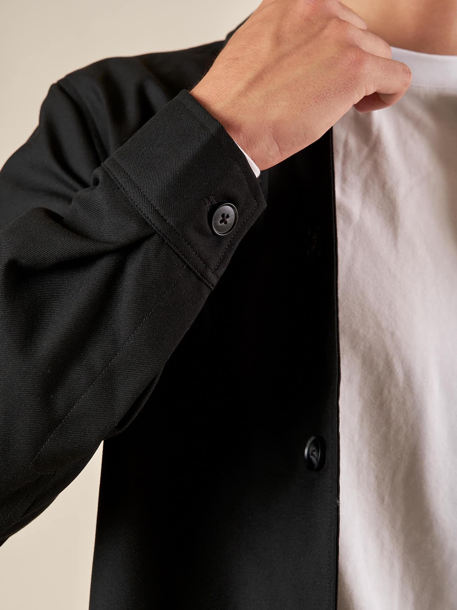 Giubbino Worker da Uomo con Tasche a Toppa Collo Camicia e Polsino, GAI1623H NERO HAMAKI-HO 