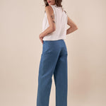 Pantalone donna a palazzo con strass e tasche. PA001931 BLU ARTIGLI 