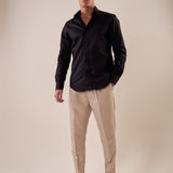 Camicia in cotone elasticizzatoa slim collo francese con riprese uomo. FBSOFT NERO FB 