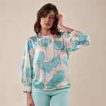 Blusa in fantasia manica lunga donna. BL002246 PANNA ARTIGLI 