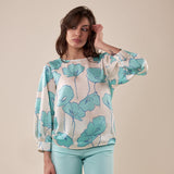 Blusa in fantasia manica lunga donna. BL002246 PANNA ARTIGLI 