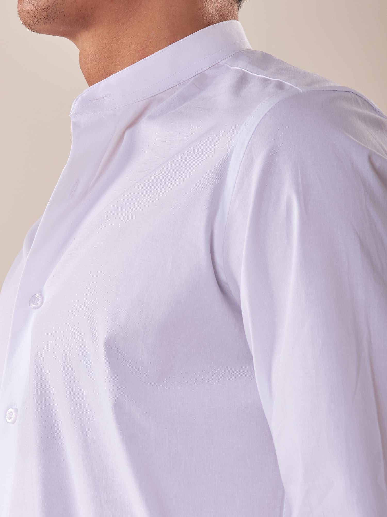Camicia Manica lunga cotone elasticizzato modello alla coreana uomo. OC1S2S5C02 BIANCO OVER-D 