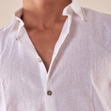 Camicia da uomo manica corta in misto lino. CE1261H BIANCO HAMAKI-HO 
