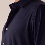 Camicia manica lunga tessuto teck piquet micsto cotone uomo. M48884 BLU GUY 