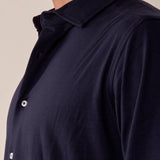 Camicia manica lunga tessuto teck piquet micsto cotone uomo. M48884 BLU GUY 