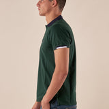 Polo da Uomo in 100% Cotone Piquet con Colletto e Polsini a Contrasto. BAM5431 HUNTER GREEN BACI & ABBRACCI 