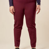 Pantalone Donna Curvy in Punto Milano  Vestibilità a Sigaretta, Tasche a Filetto, Lunghezza alla Caviglia. F708YBFAGGIA AMARONE Lizalù 