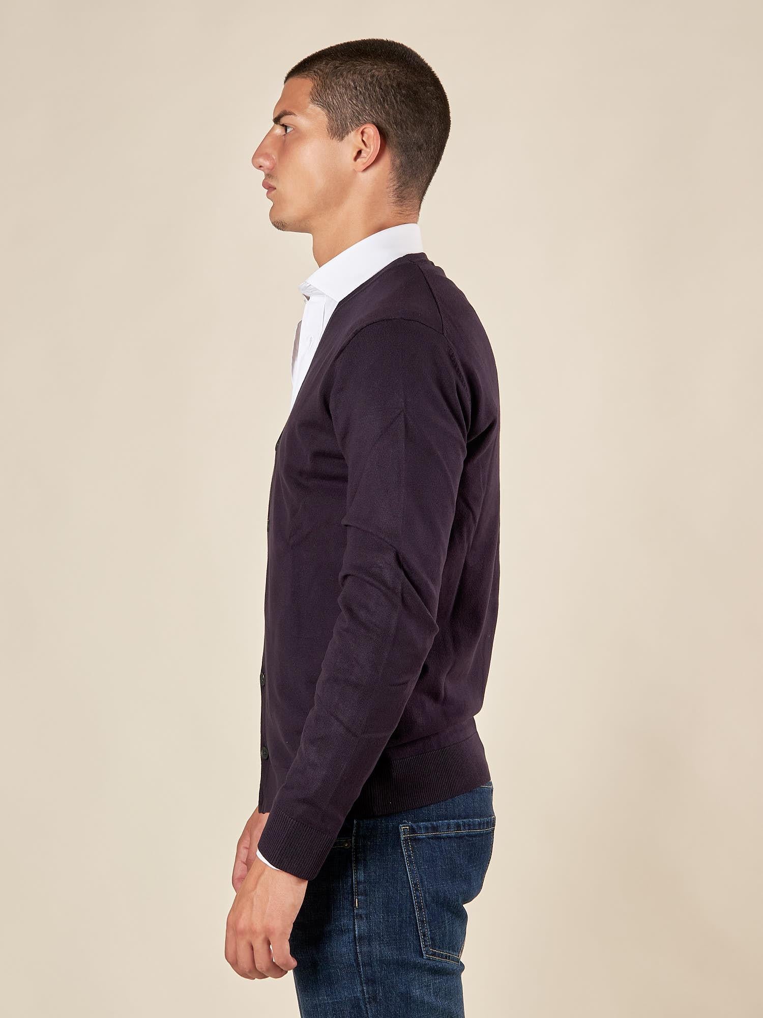 Cardigan Uomo manica lunga in misto viscosa. Eleganza rilassata e comfort naturale. CON/3005900 NAVY CONFAB 