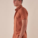 Camicia da uomo manica corta in misto lino. CE1261H RAME HAMAKI-HO Uomo 