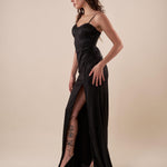 Abito lungo da cerimonia Donna elegante raffinata per occasioni speciali. AB002184 NERO ARTIGLI 