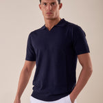 Polo manica corta collo derby viscosa tessuto crepe finezza 12 uomo. CON2152125 NAVY CONSENSO Uomo 