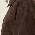 Bomber donna effetto scamosciato. Zip frontale, tasche a filetto e collo a camicia. HM2513 MARRONE FORGET-ME-NOT 