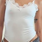 Body donna spalla stretta in pizzo elasticizzato effetto second skin. V7960 BIANCO STUDIO ELEVEN 