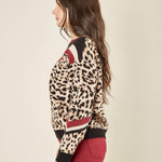 Maglia donna stampa animalier. MA003123 AVO/BORD/NERO ARTIGLI 