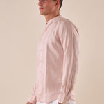 Camicia da uomo in lino e cotone a manica lunga con collo alla coreana. M49069 CIPRIA GUY Uomo 