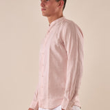 Camicia da uomo in lino e cotone a manica lunga con collo alla coreana. M49069 CIPRIA GUY Uomo 