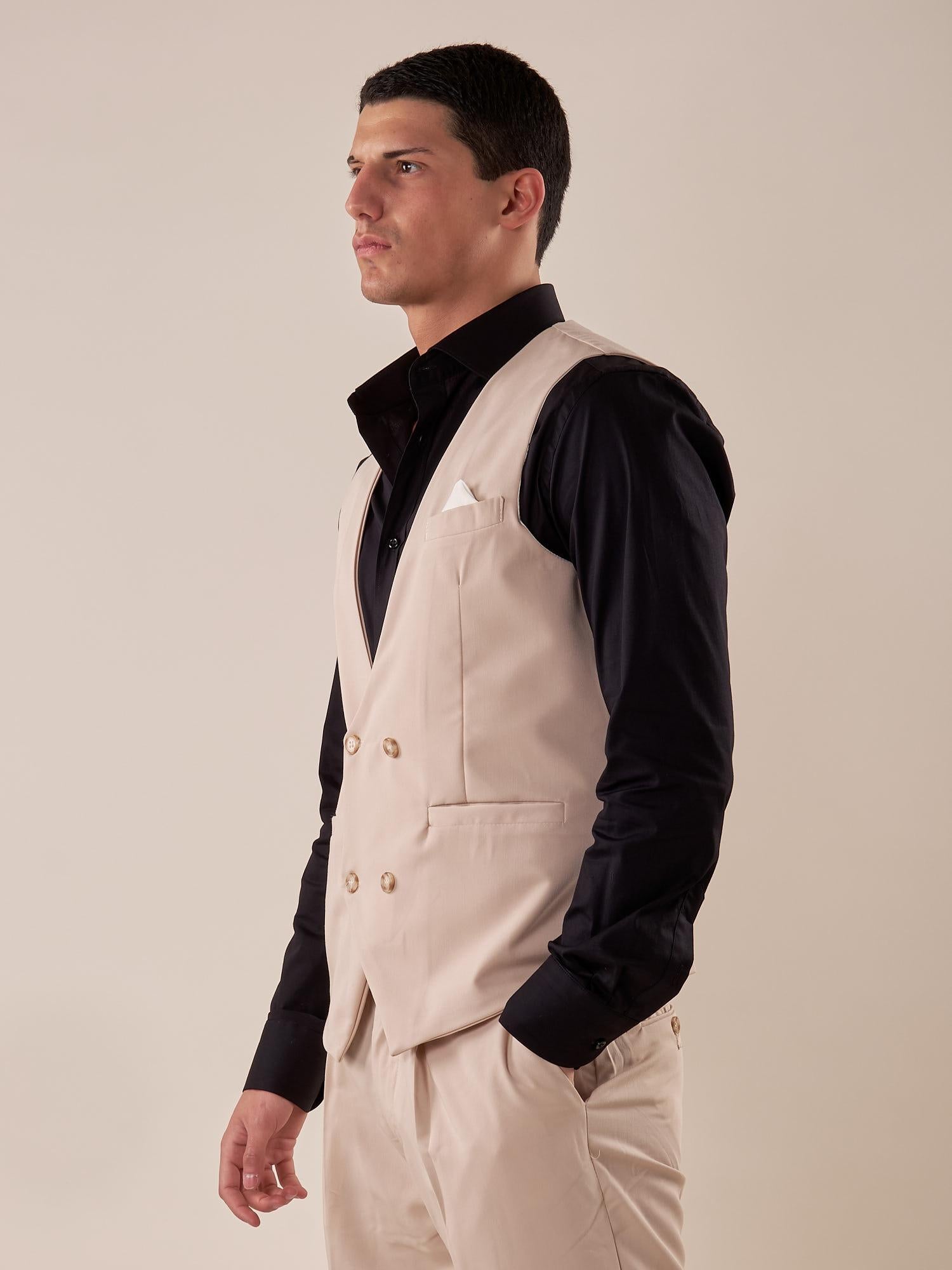 Gilet doppio petto GPE508 BEIGE BLACKSUNDAY 