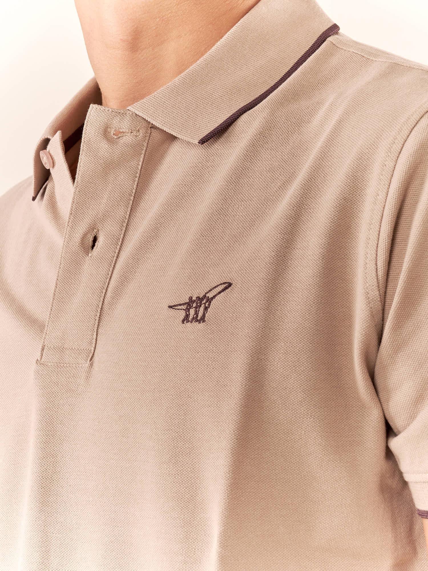 Polo Uomo manica corta in cotone piquet con ricamo. P626122 BEIGE Henry Cotton's 