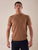 Men's short-sleeved polo shirt with derby collar, viscose crepe fabric, 12 gauge.