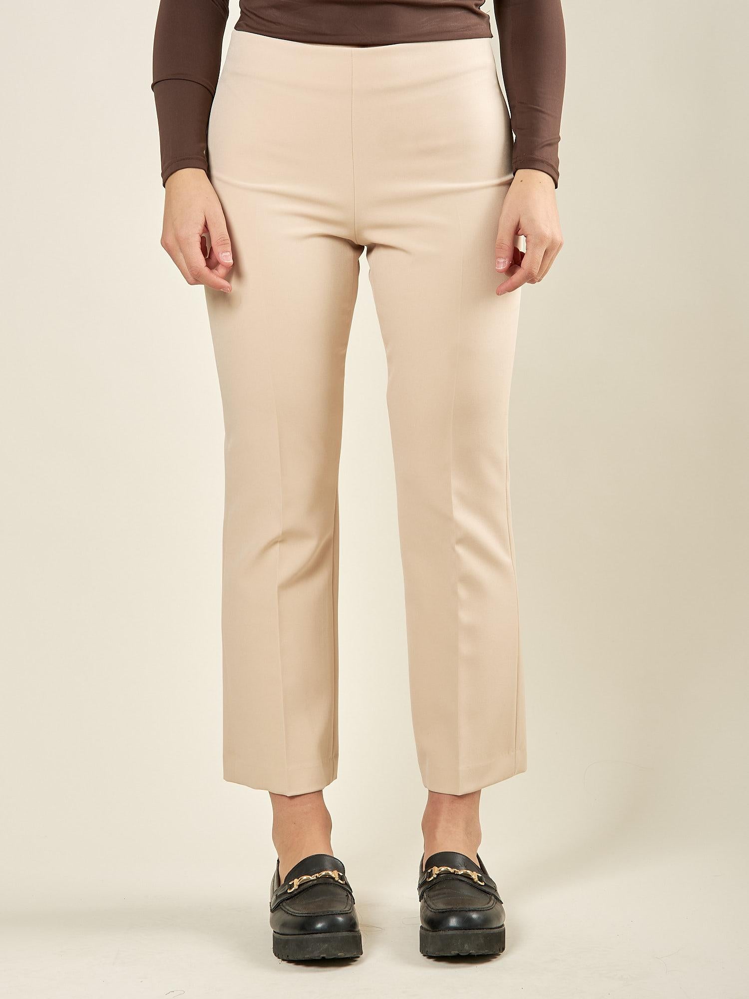 Pantalone donna in tessuto tecnico a zampetta. Vita regolare, zip laterale invisibile. PA003492 ONICE ARTIGLI 