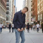 Camicia Uomo No Stiro in Jersey Ultra Stretch Manica Lunga. CON5413426 NAVY CONSENSO 