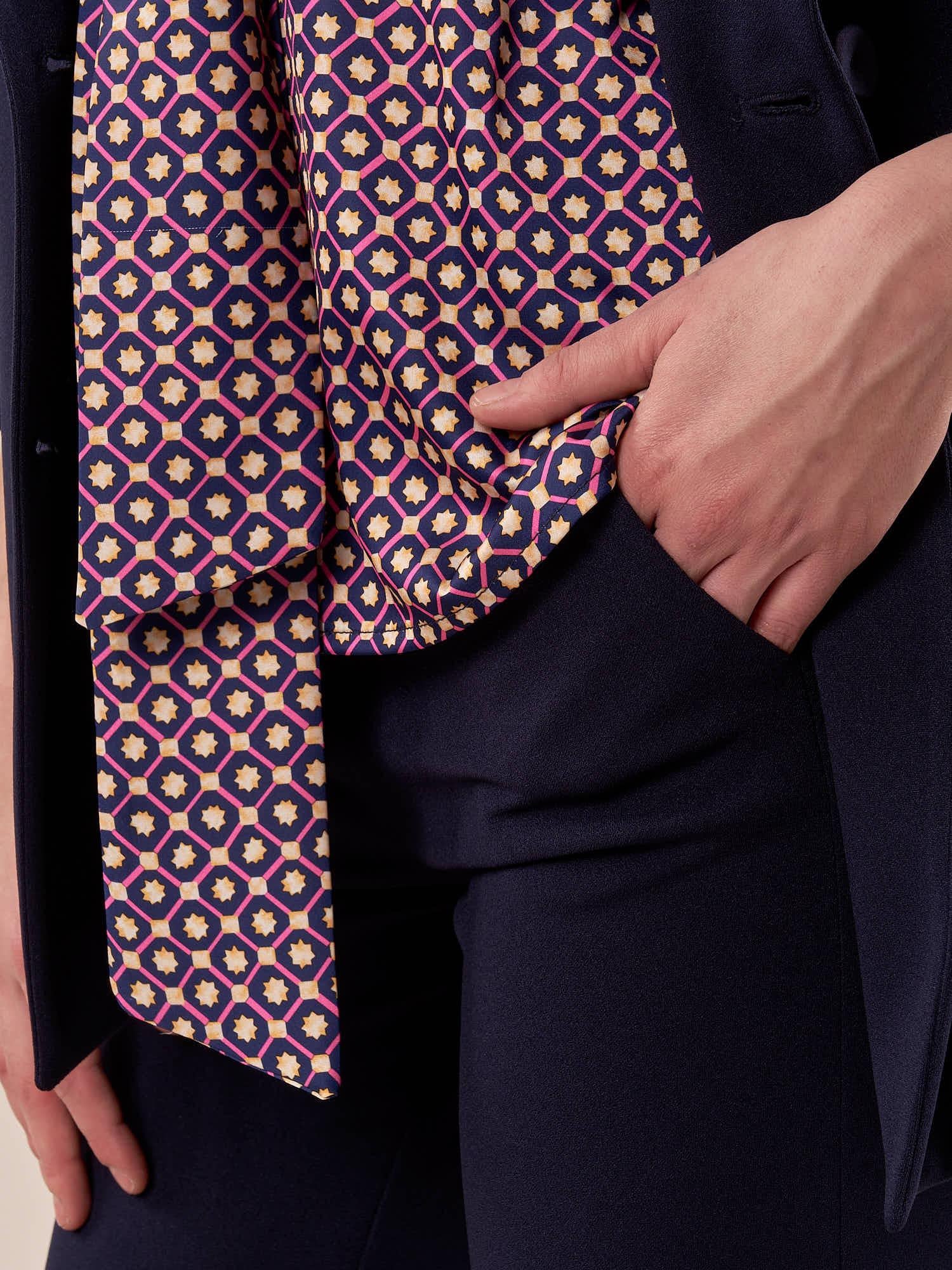 Complet tessuto crepe manica 3/4 donna. TA001980 BLU ARTIGLI 