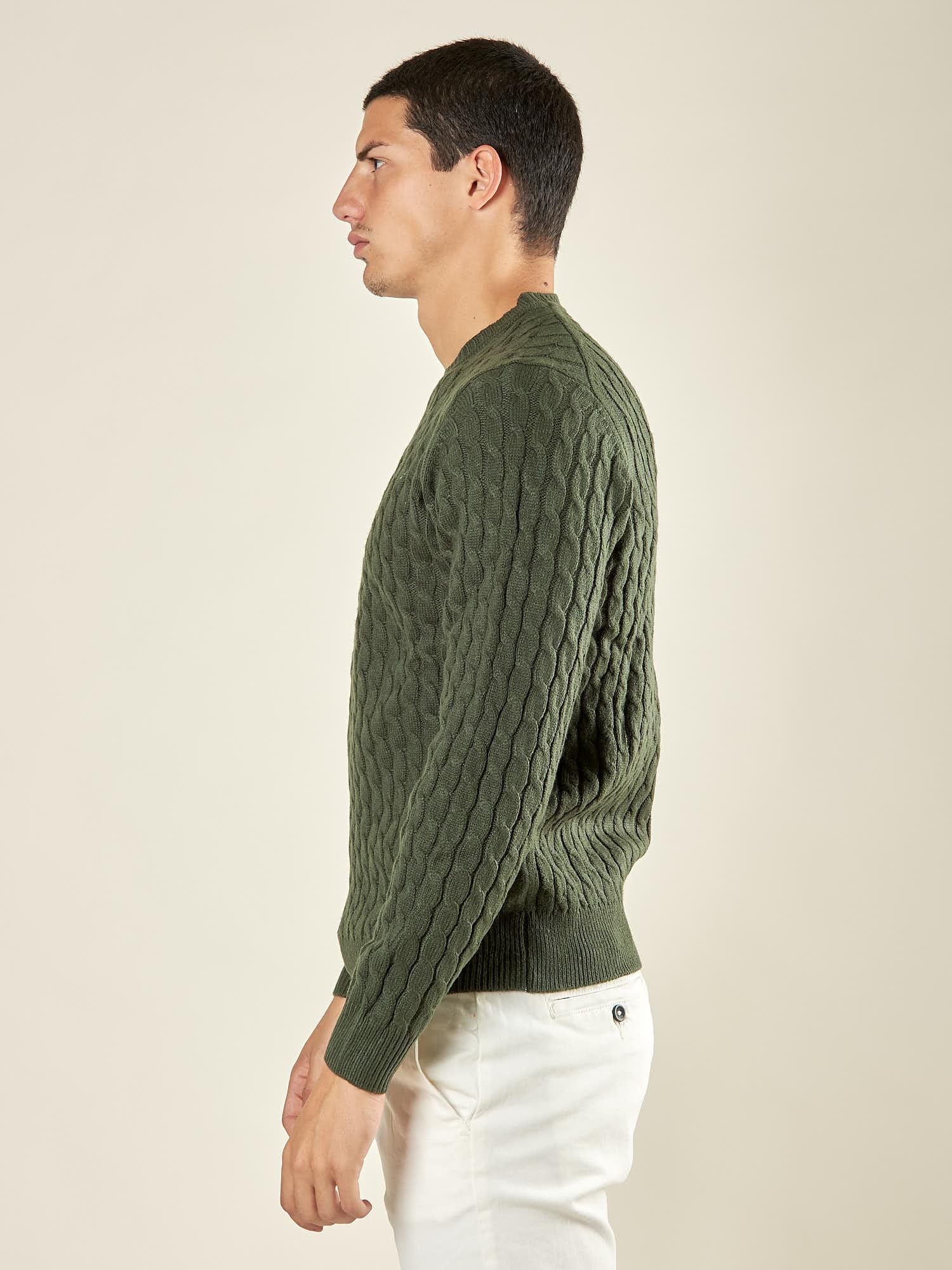 Maglia Uomo Invernale a Trecce in Misto Acrilico. Calore, Stile e Comfort per la Stagione Fredda. M431718 VERDE BEVERLY HILLS POLO CLUB 